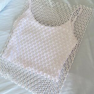 House of Harlow 1960 rhinestone crotchet top